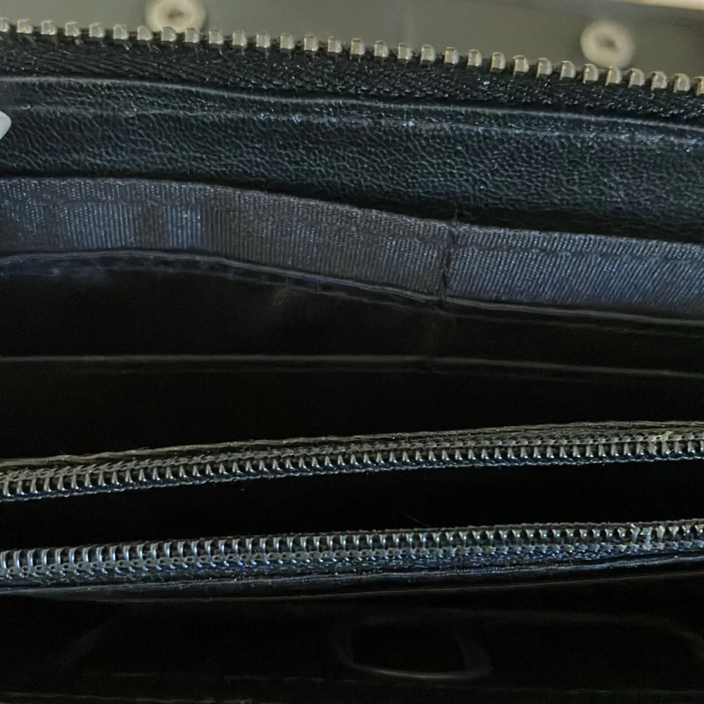 RACHEL ROY Black Faux Leather Wallet Chain Shoulder Bag